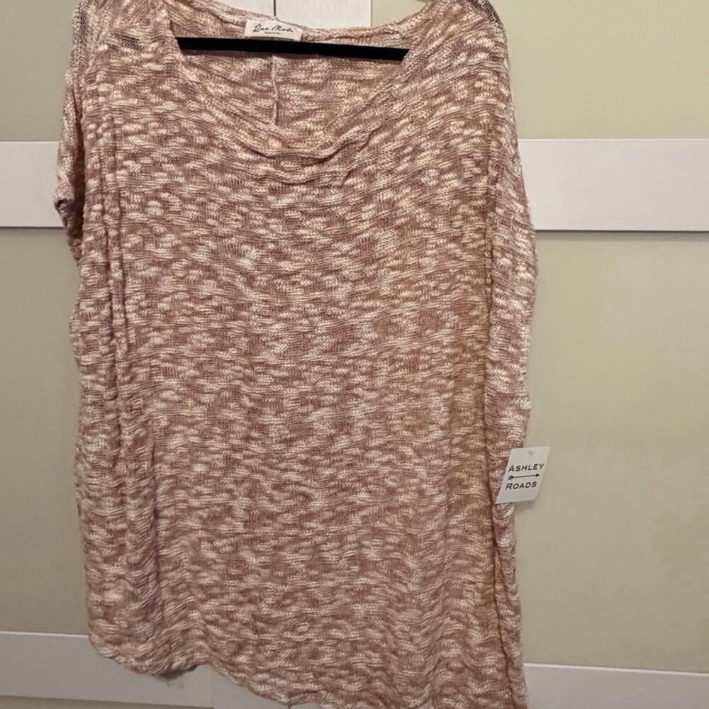 Rae Mode 2XL Low Gauge Poncho Sweater Mauve Marled Knit Oversized NWT Plus Size